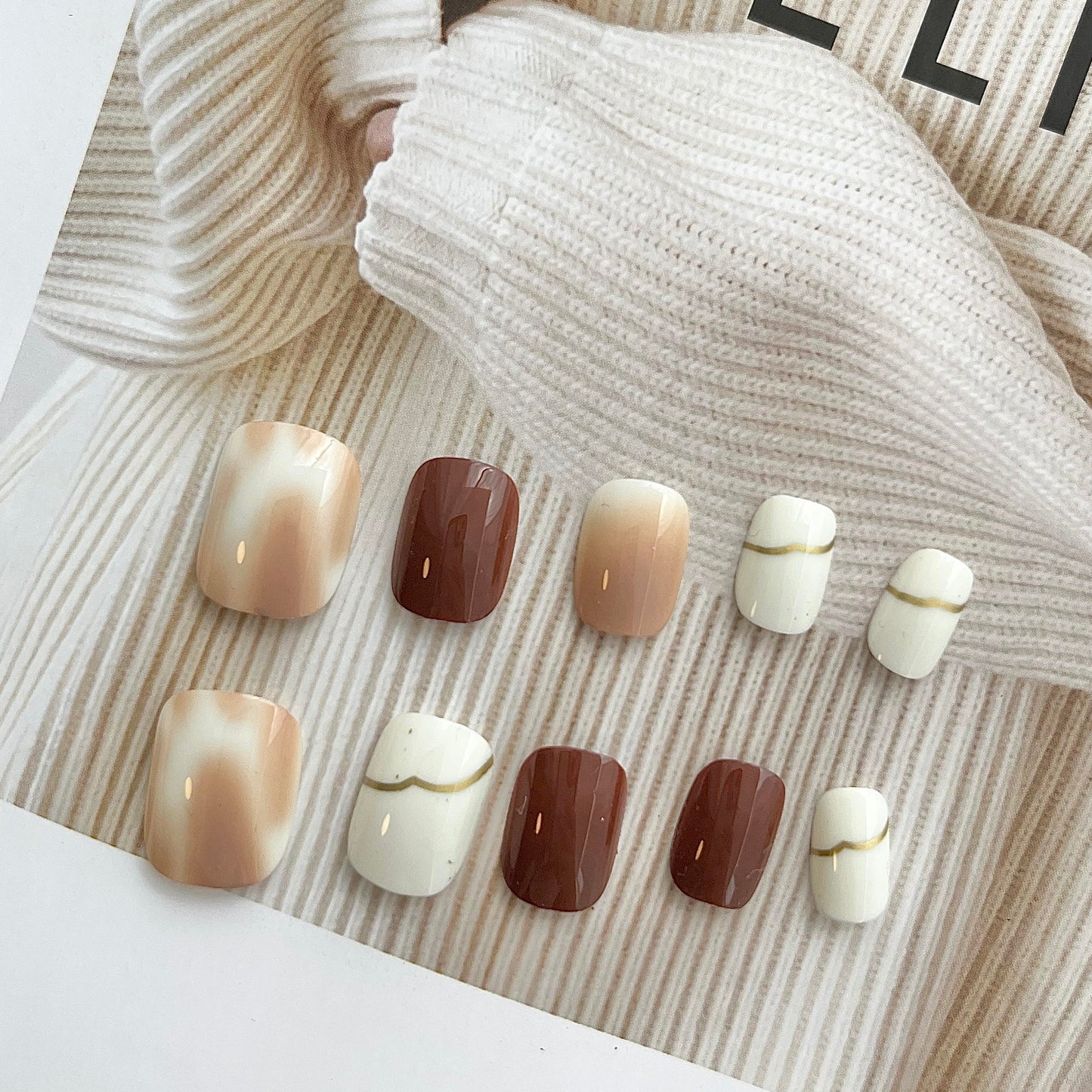Nail Clearance Short Press on False Nails 24PCS Vacations Gift For Her