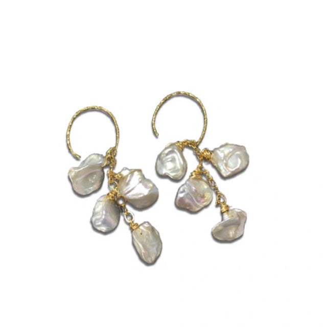 ルルーケシパールクラスターフープピアス