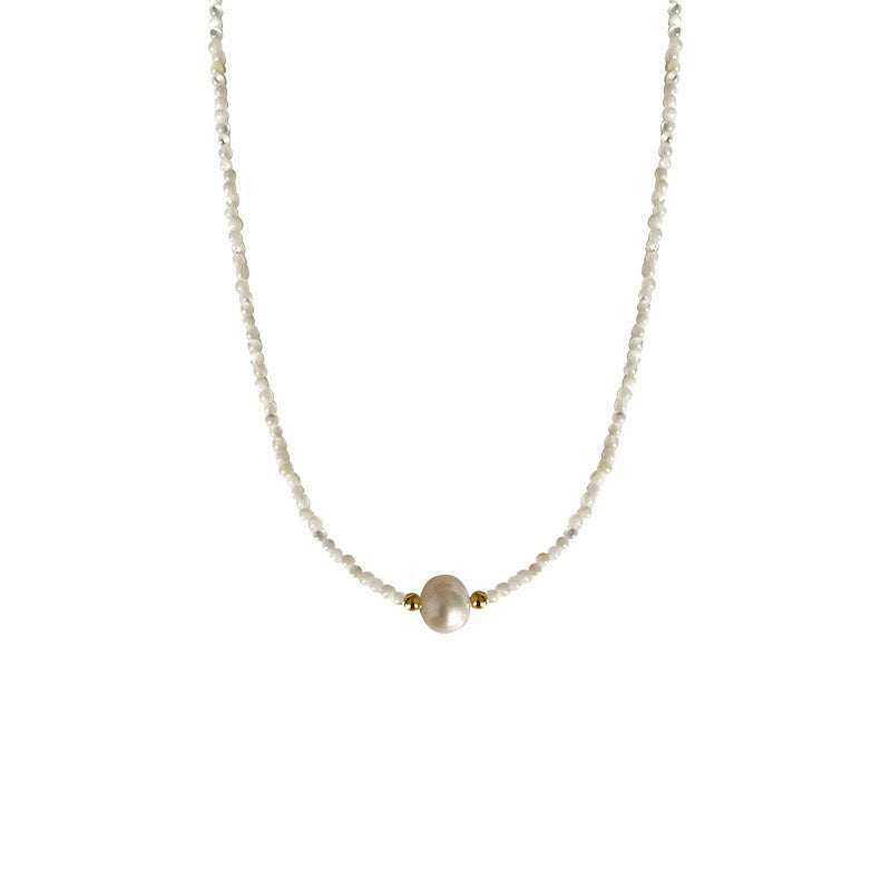 316-Natural Pearl Fashion Minimalist Shell Choker Necklace Vacations Gift For Her