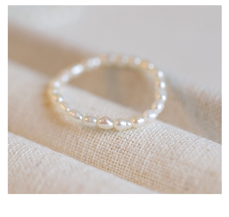 332-Natural Small 14K Gold Bead Pearl Ring Vacations Gift For Her