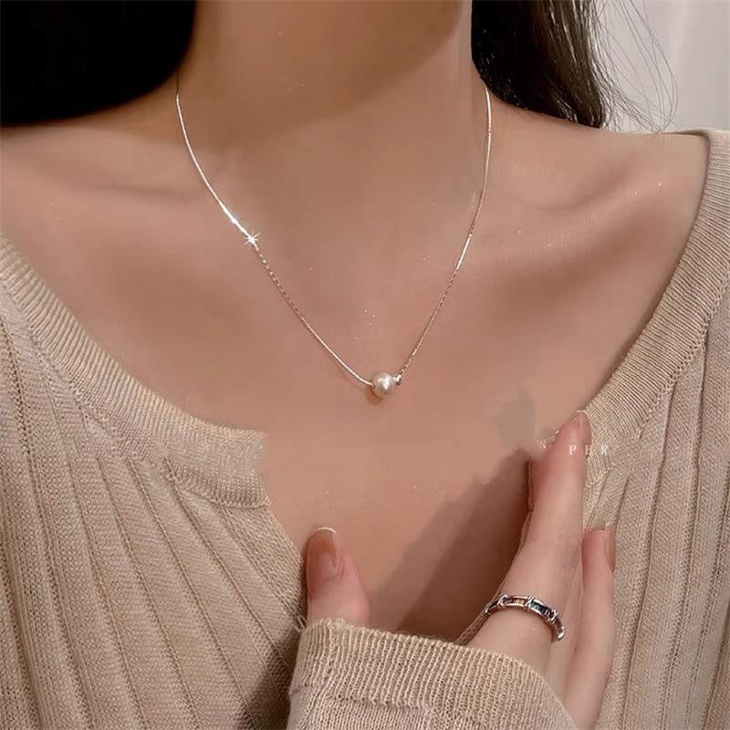 320-S925 Sterling Silver Baroque Button Pearl Choker Necklace Vacations Gift For Her