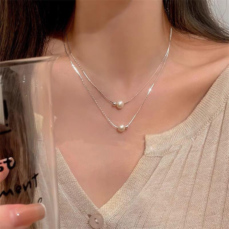 320-S925 Sterling Silver Baroque Button Pearl Choker Necklace Vacations Gift For Her