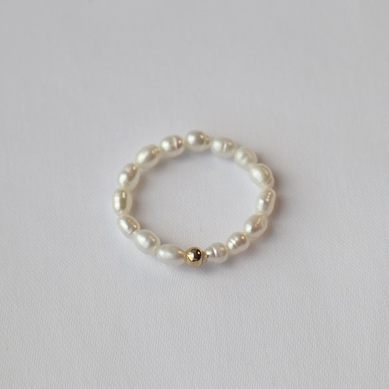 332-Natural Small 14K Gold Bead Pearl Ring Vacations Gift For Her