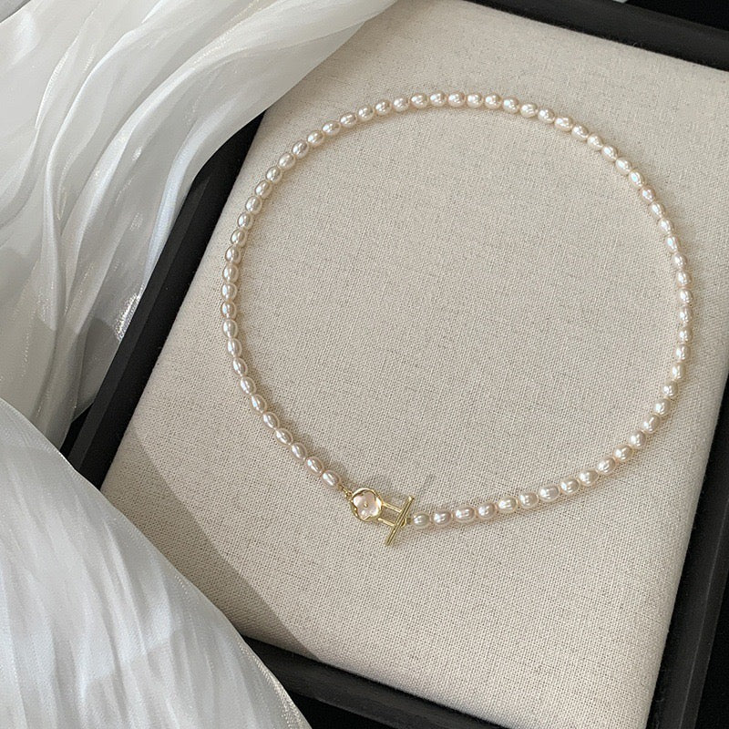 335-Freshwater Pearl OT Clasp Sweater Chain Pearl Necklace Vacations Gift For Her