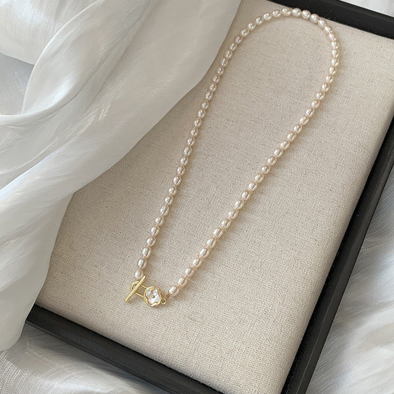 335-Freshwater Pearl OT Clasp Sweater Chain Pearl Necklace Vacations Gift For Her