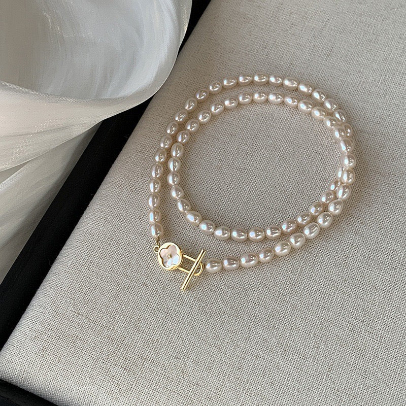 335-Freshwater Pearl OT Clasp Sweater Chain Pearl Necklace Vacations Gift For Her