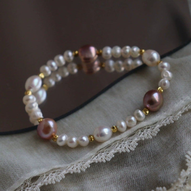 387-Designer European Pastoral Baroque Freshwater Pearl Bracelet Vacations Gift For Her