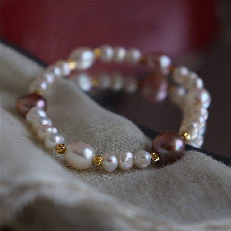 387-Designer European Pastoral Baroque Freshwater Pearl Bracelet Vacations Gift For Her