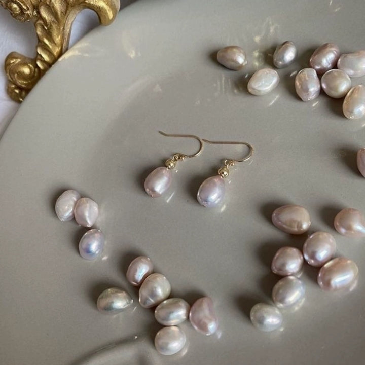 391-Natural Baroque Irregular Lavender Pearl Earrings – Romantic, Unique, and Elegant French-Inspired Studs Vacations Gift For Her