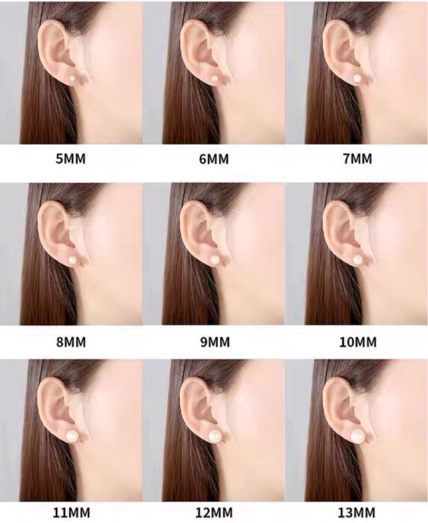 393-Pearl Earrings Stud S925 Silver Vacations Gift For Her