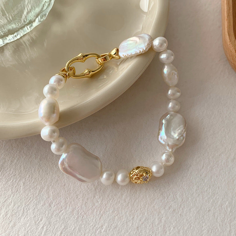395-Natural Baroque Freshwater Pearl Bracelet – Luxe, High-End Gold-Plated Chic & Elegant Design Vacations Gift For Her