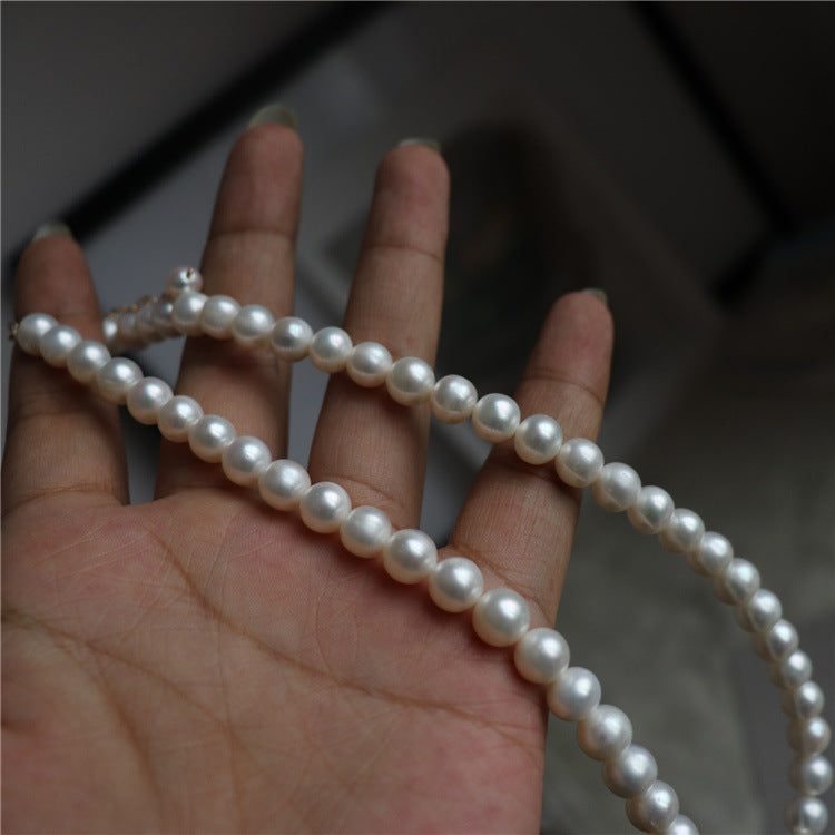 403-8-9mm Full Chain Freshwater Real Pearl Necklace Vacations Gift For Her