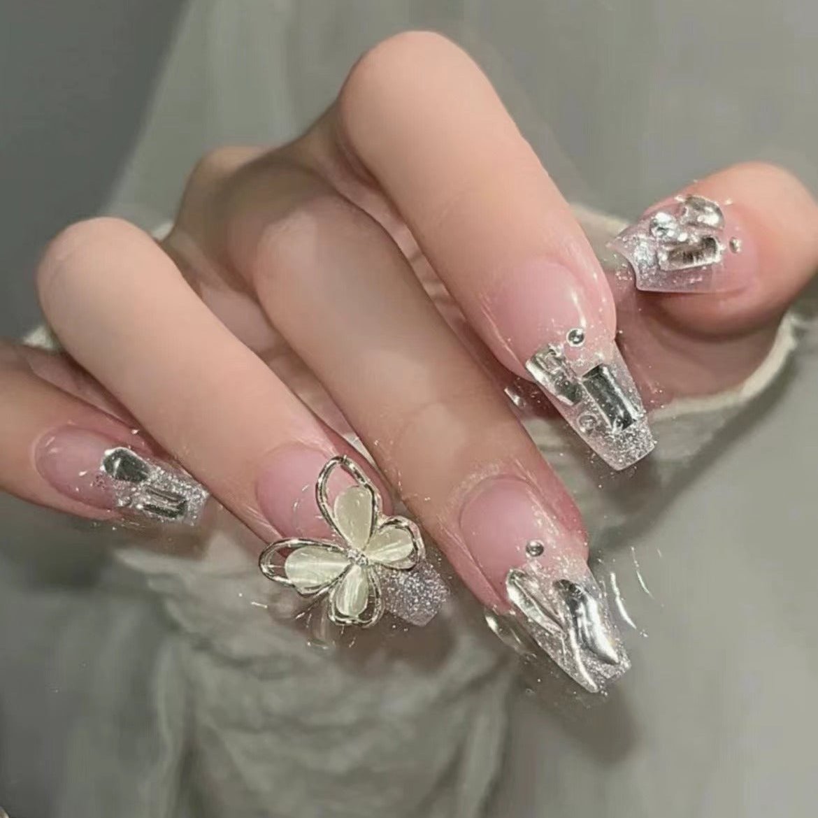 Nail Clearance Long Press on False Nails 24PCS Wedding Ceremony Spring Vacations Gift For Her