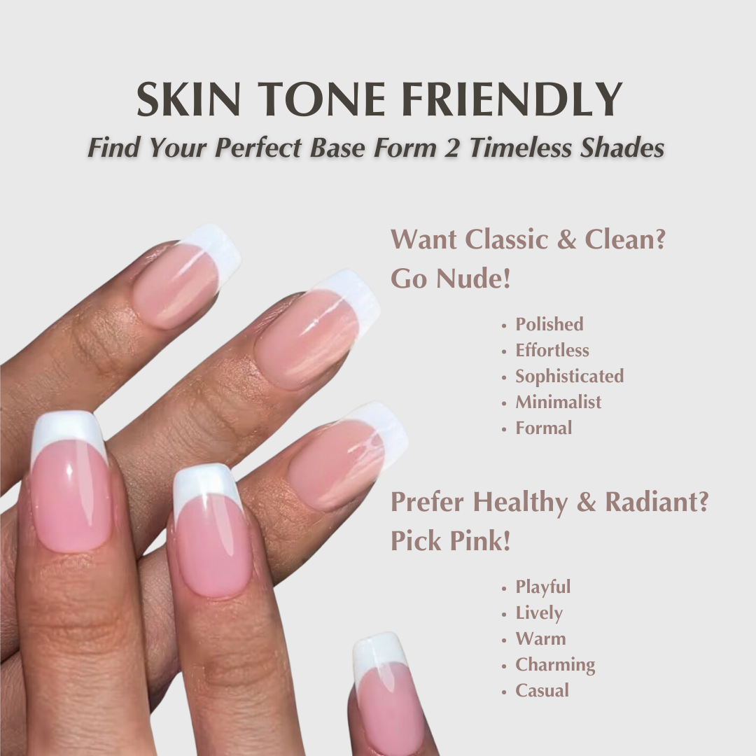 Nude&Pink Medium Almond-Lulou Classic White French Tip Press On Nails Glueless Easy Apply Reusable 10PCS - Salon Quality Glueless Fake Nails for Women Trend 2025
