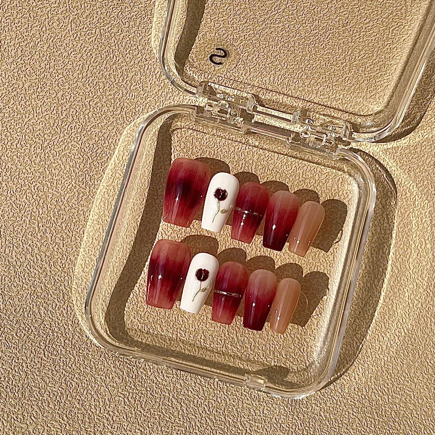 Nail Clearance Acrylic Handmade Reusable Press On Nails Red Collection