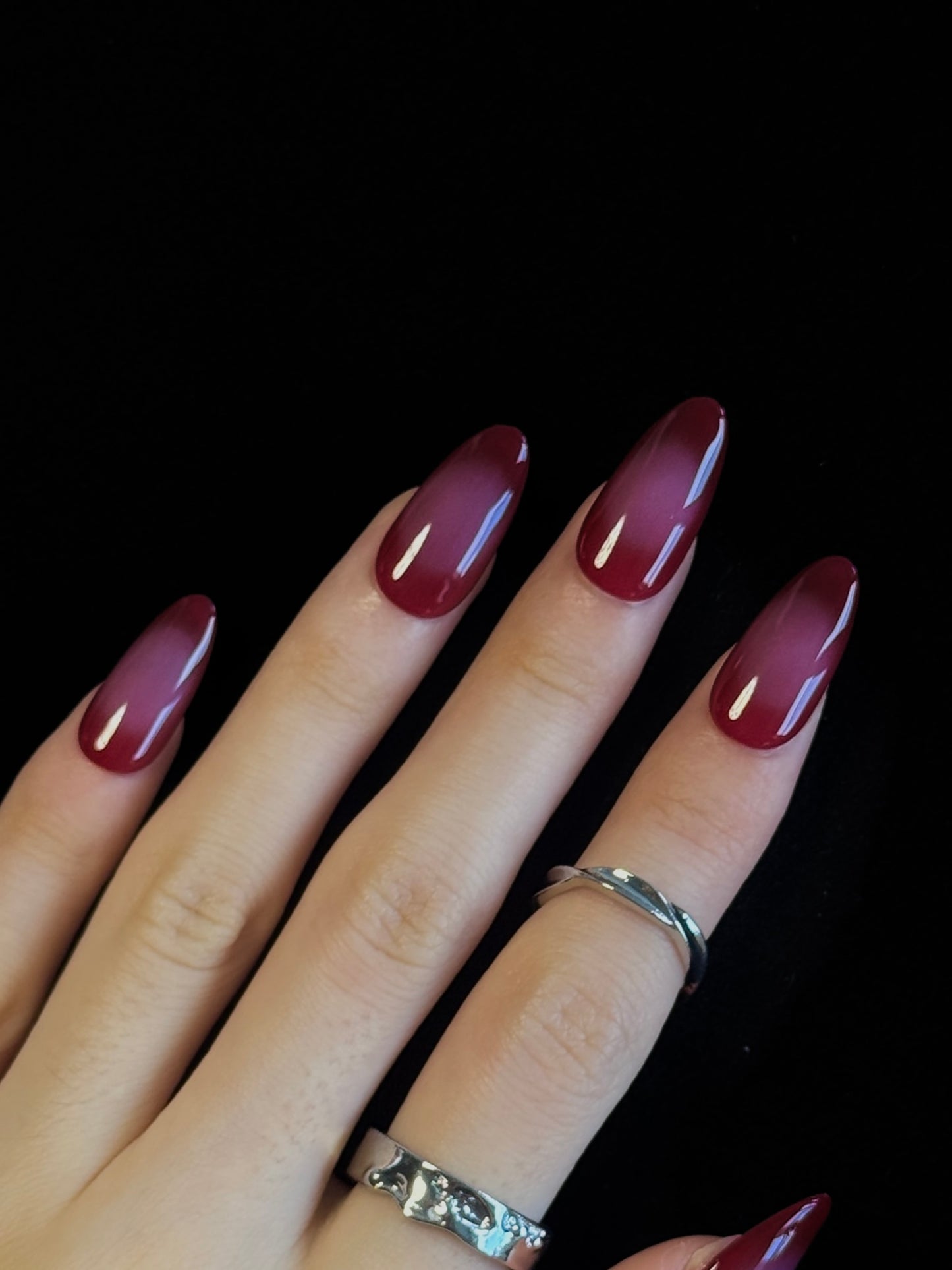 Lulou Magenta Ombré Almond Press on Nails 10PCS REUSABLE Handmade Acrylic Fake Nails Gradient Purple-Pink Trend 2025