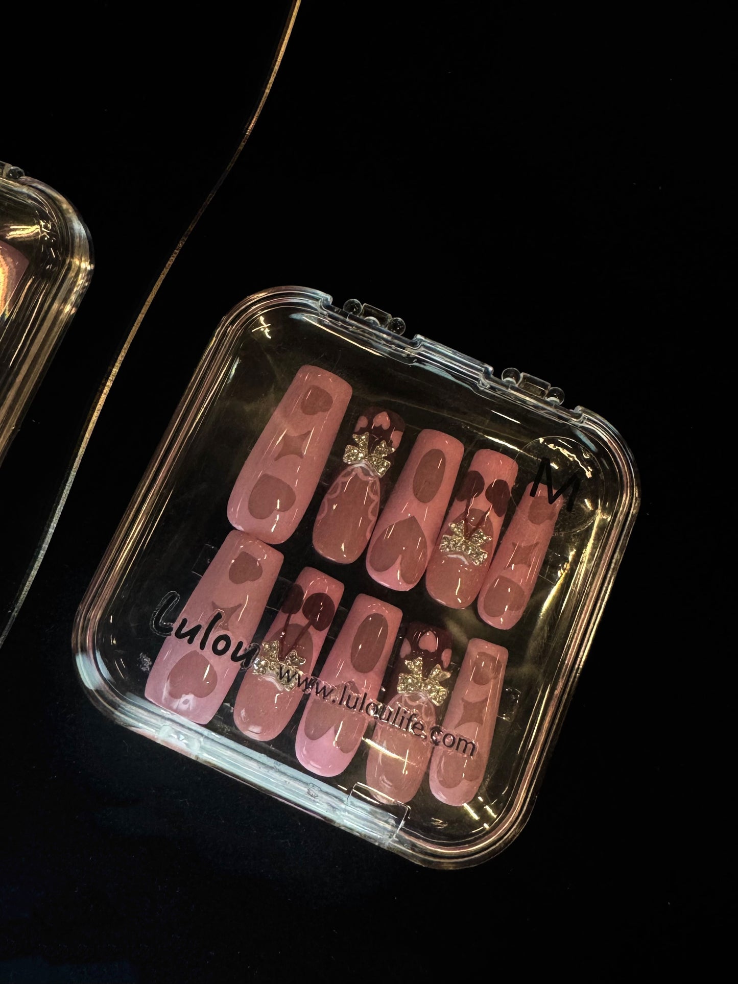 Lulou Bubble Pink Love Long Square Press On Nails Blush Hearts Handmade Acrylic 10PCS Trend 2025