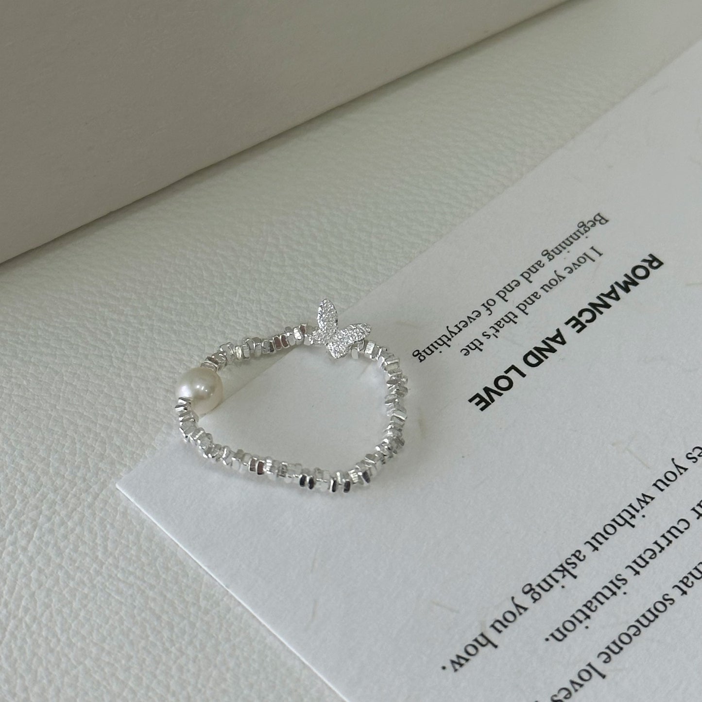 Lulou Butterfly & Crushed Silver Pearl Ring