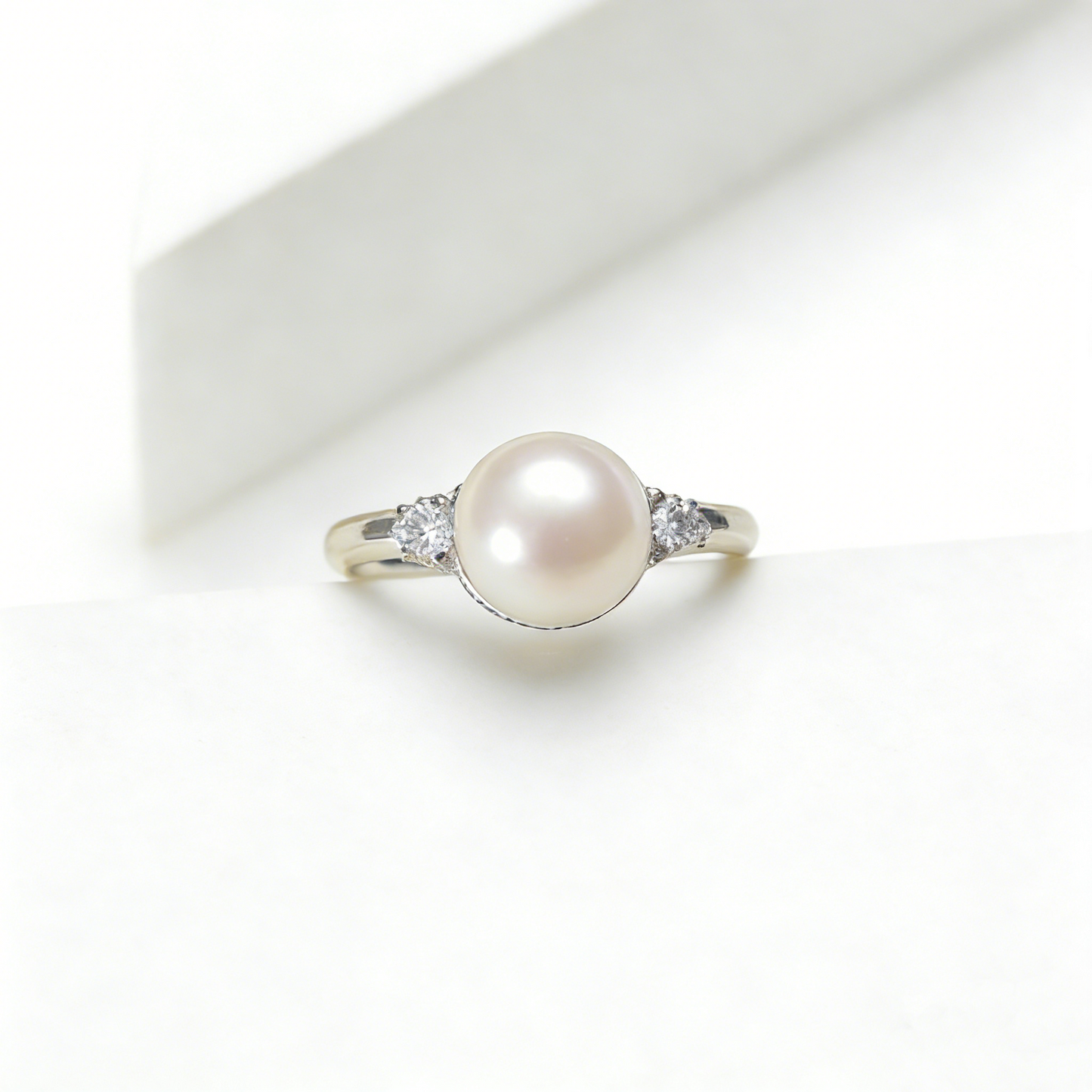 Lulou Classic Understated Freshwater Pearl Jewelry Ensemble – Necklace, Stud Earrings & Band Ring Niche Gift-Ready Collection