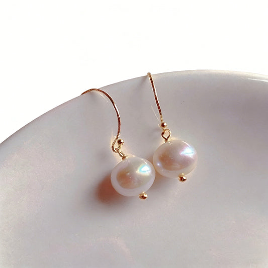 Lulou Luminous Single Pearl Drop Hook Earrings
