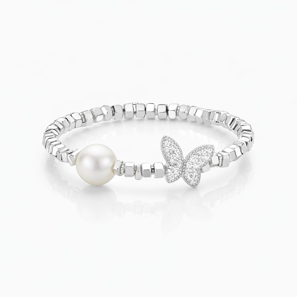 Lulou Butterfly & Crushed Silver Pearl Ring