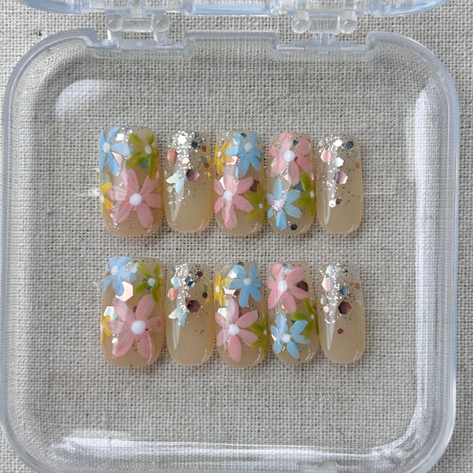 M Size Clearance Press On Nails Mixed Styles Handmade Acrylic Reusable 10 pcs False Nails Daily Vacation Party Dating Wedding Holiday Gift