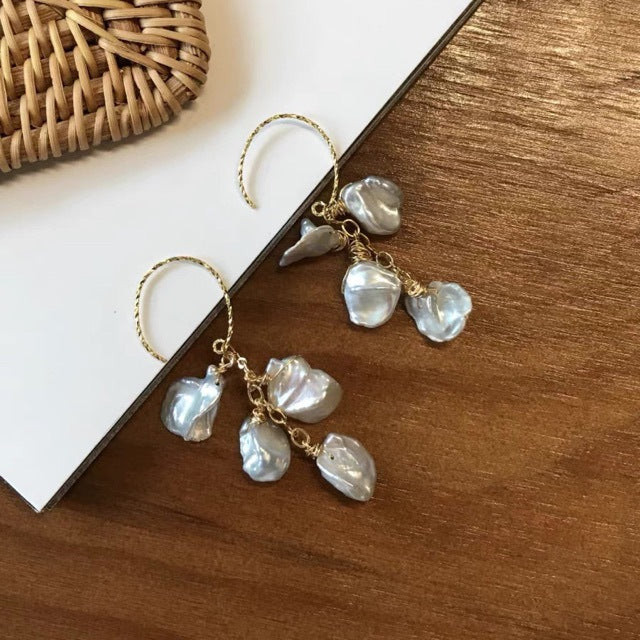 ルルーケシパールクラスターフープピアス