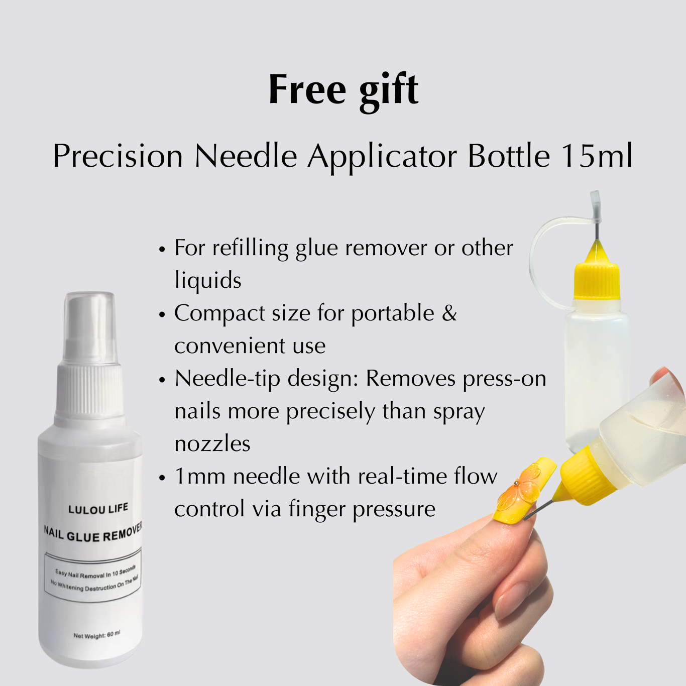 Lulou Magic Solid Nail Glue Kit 3-In-1 Nail Art Kits-DIY Tools Vacations Gift For Her Includes Multiple Free Gifts