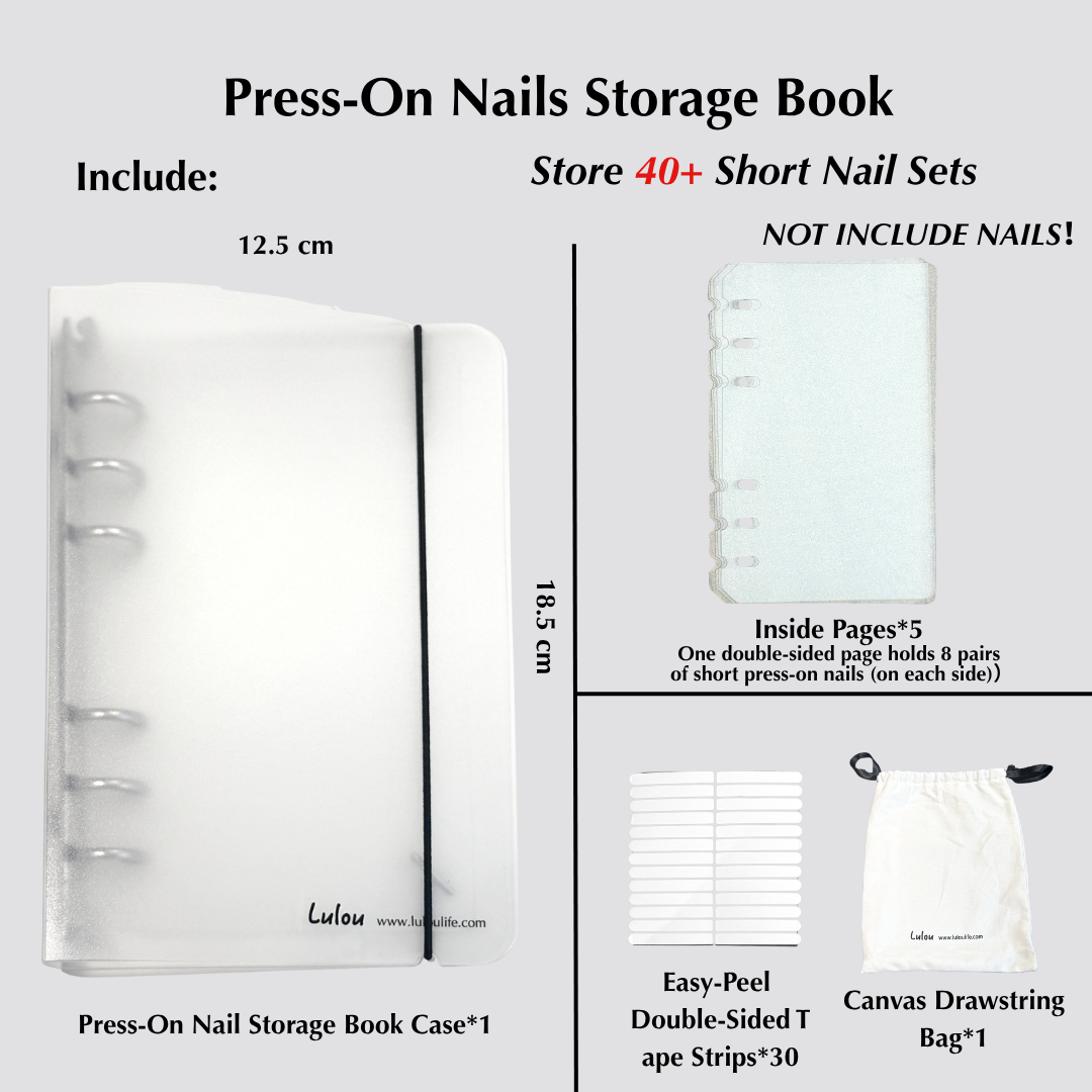 Lulou Multi-Use Storage Book for Press-On Nails, Jewelry, Photos & Cards, Portable A6 Organizer Binder with Pages, Travel-Friendly Design Fits in Handbag , 3 Styles Optional with Gift Accessories Included