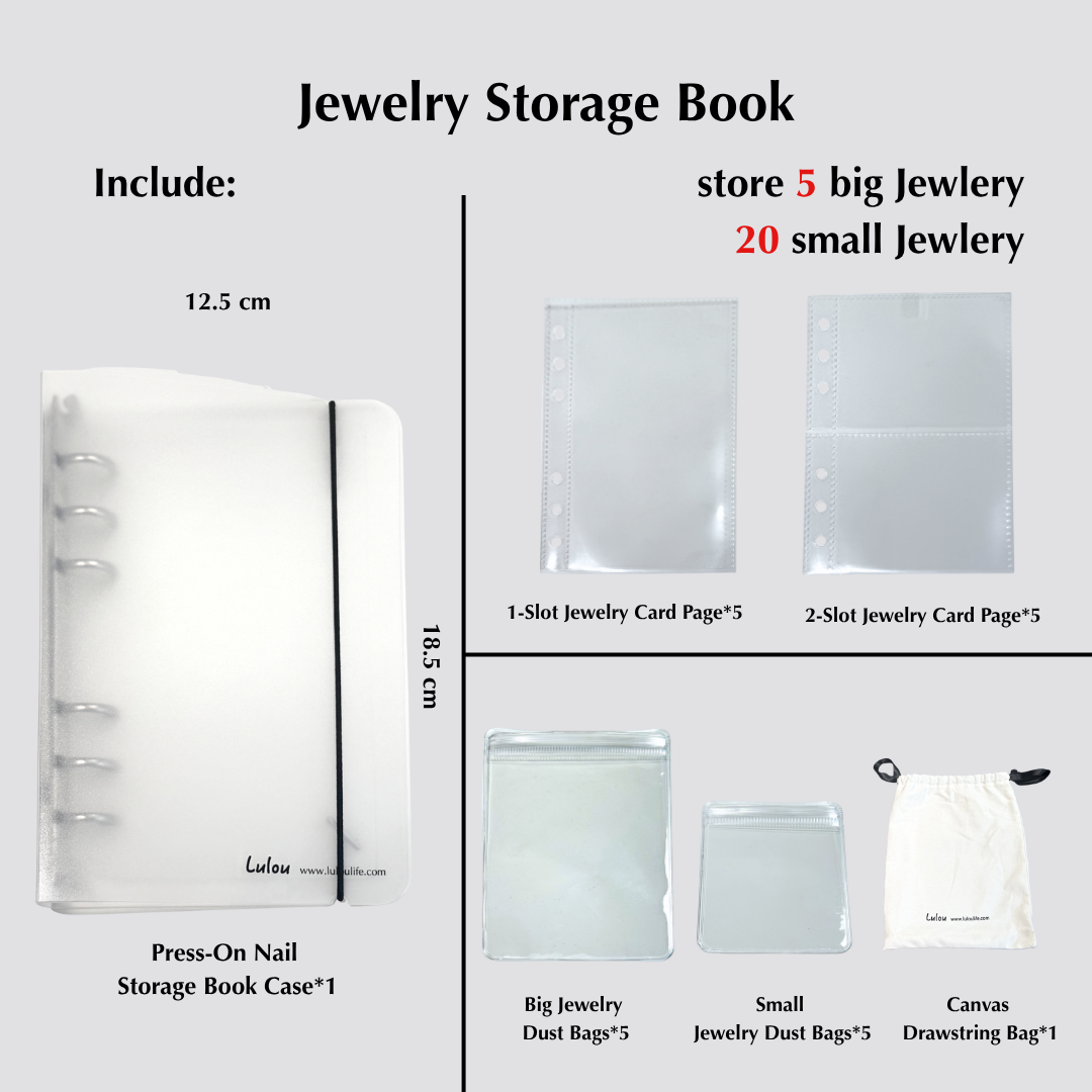 Lulou Multi-Use Storage Book for Press-On Nails, Jewelry, Photos & Cards, Portable A6 Organizer Binder with Pages, Travel-Friendly Design Fits in Handbag , 3 Styles Optional with Gift Accessories Included