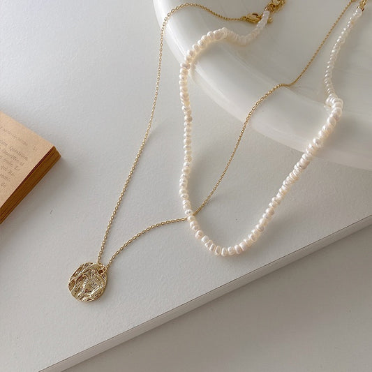 326-Double-Layer Small Freshwater Pearl Irregular Choker Necklace