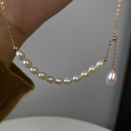 345-Natural High-Luster Freshwater Pearl Adjustable Necklace