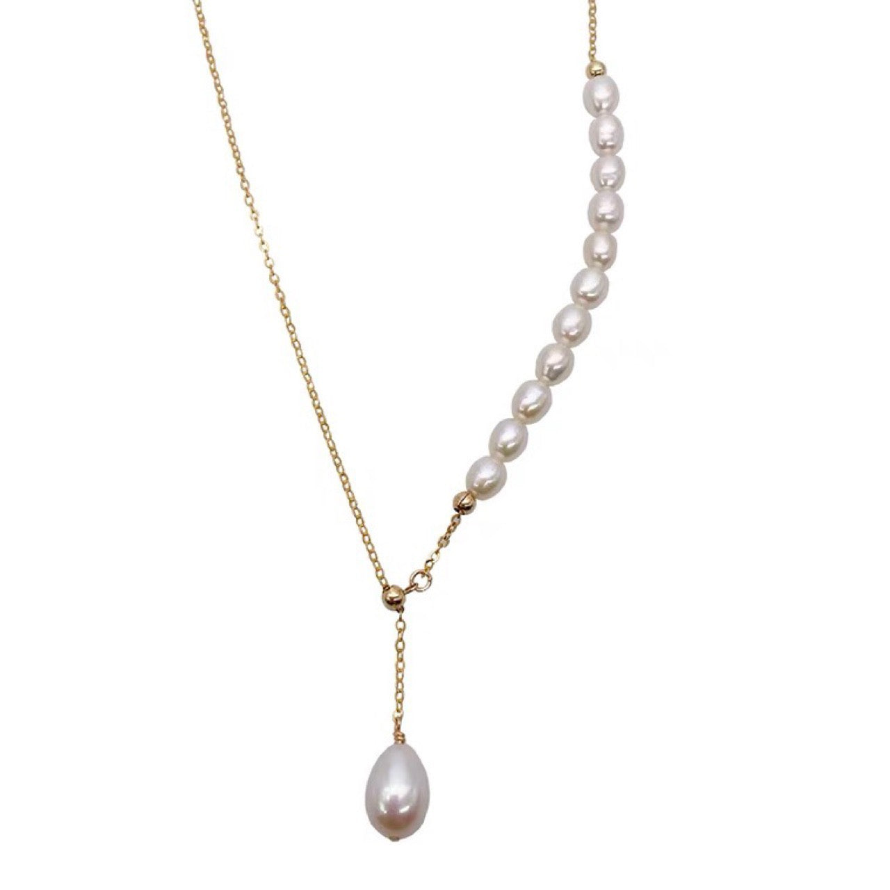 345-Natural High-Luster Freshwater Pearl Adjustable Necklace Vacations Gift For Her