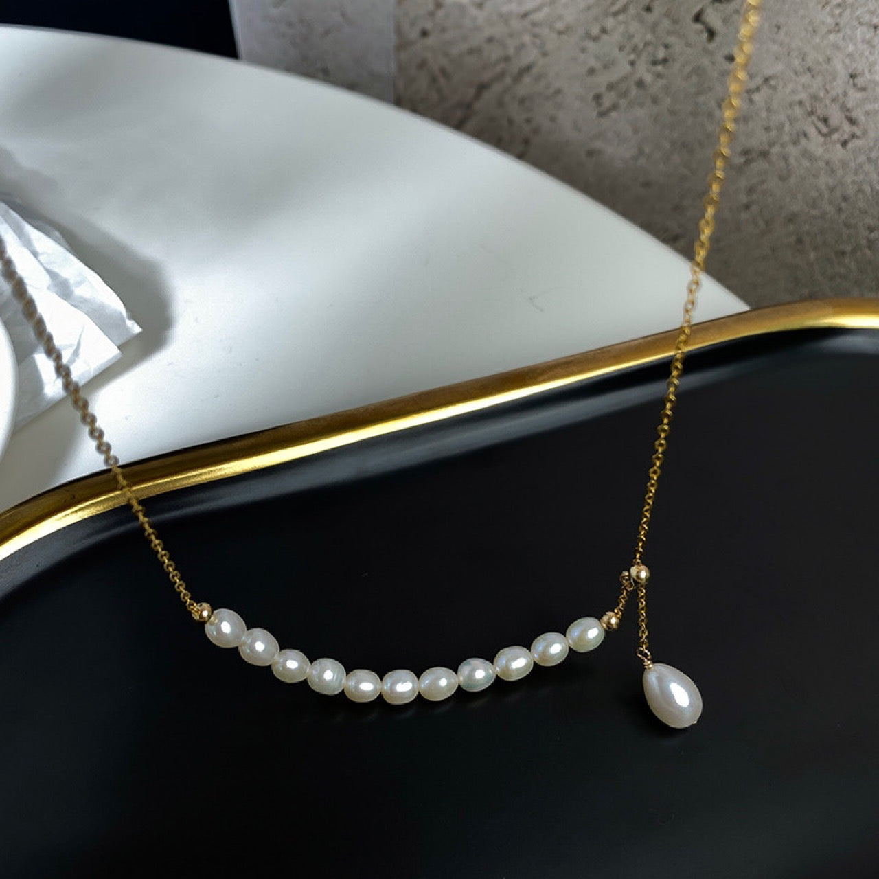 345-Natural High-Luster Freshwater Pearl Adjustable Necklace Vacations Gift For Her