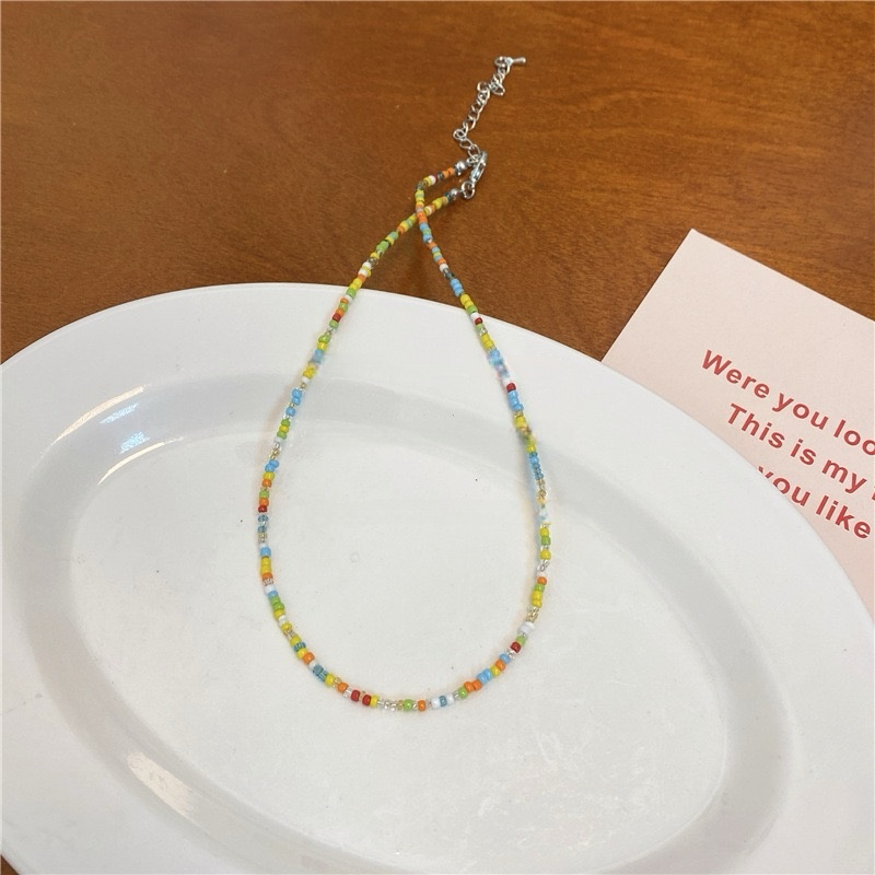 370-Macaron Candy-Colored Beaded Necklace Perfect for Gifting Friends