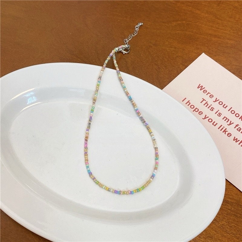 370-Macaron Candy-Colored Beaded Necklace Perfect for Gifting Friends