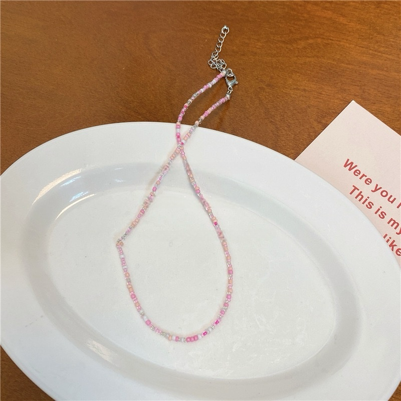 370-Macaron Candy-Colored Beaded Necklace Perfect for Gifting Friends