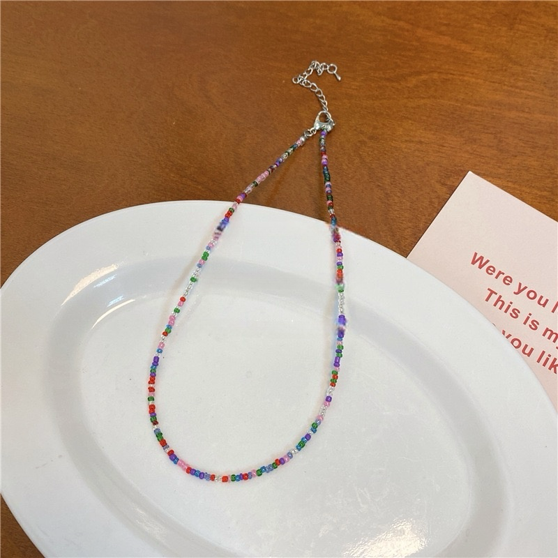 370-Macaron Candy-Colored Beaded Necklace Perfect for Gifting Friends