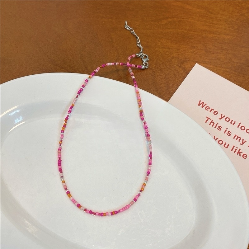 370-Macaron Candy-Colored Beaded Necklace Perfect for Gifting Friends