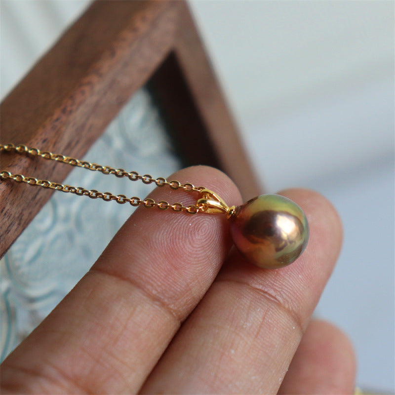 379-High-Quality Edison Purple Freshwater Pearl Necklace Teardrop Pendant Necklace with 925 Silver Clasp