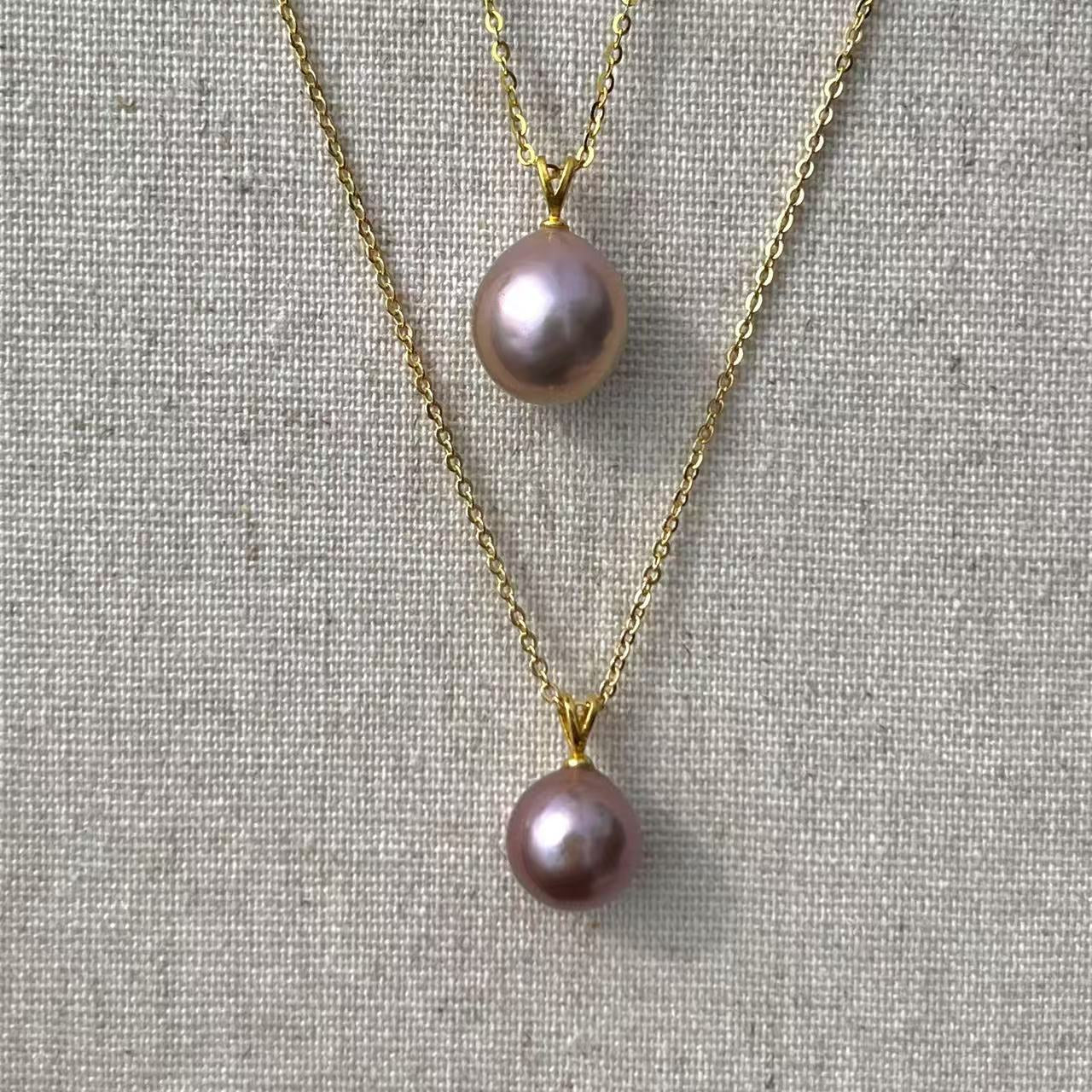 379-High-Quality Edison Purple Freshwater Pearl Necklace Teardrop Pendant Necklace with 925 Silver Clasp