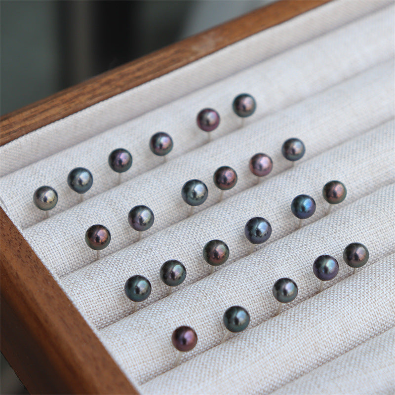 386-Pearl Earrings Vintage Purple