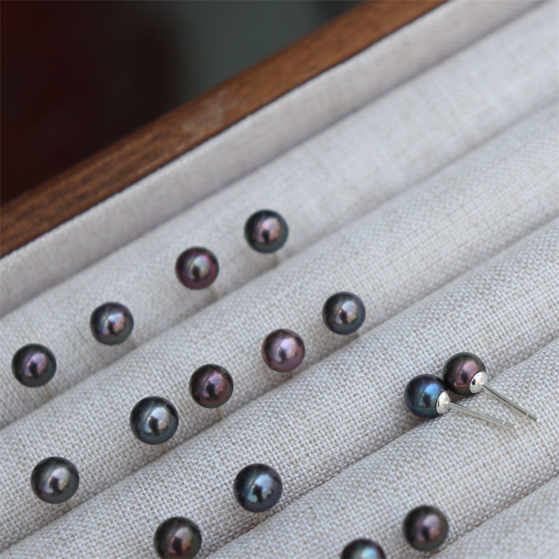 386-Pearl Earrings Vintage Purple