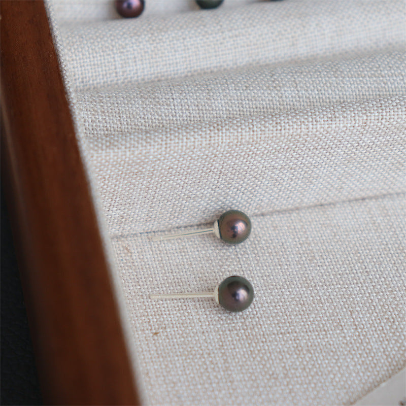 386-Pearl Earrings Vintage Purple