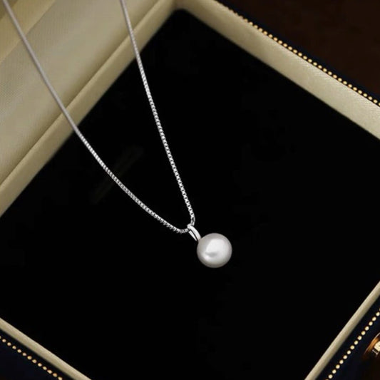389-Minimalist Single Pearl Necklace S925 Silver