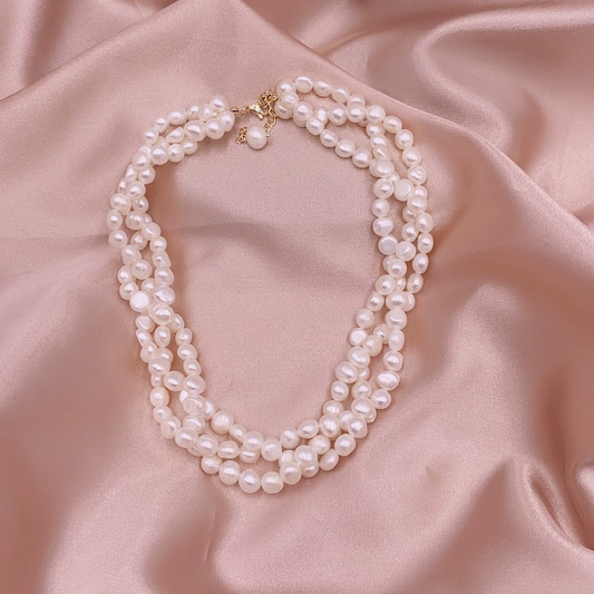 397-Baroque Triple-Layer Freshwater Pearl Necklace