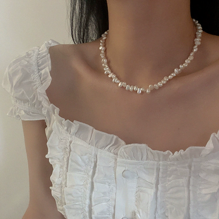399-Irregular Choker Pearl Necklace Minimalist