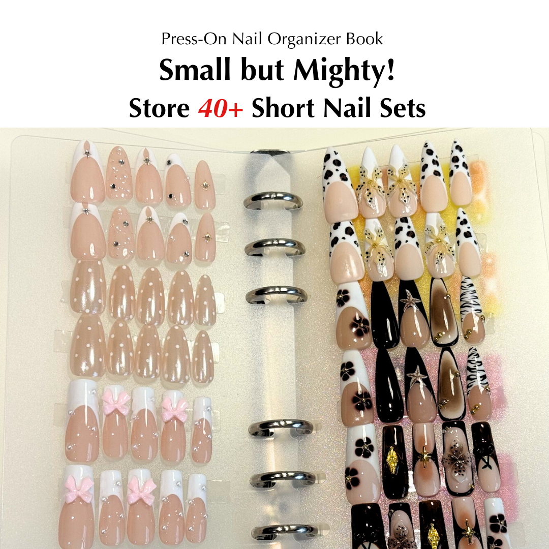 Lulou Multi-Use Storage Book for Press-On Nails, Jewelry, Photos & Cards, Portable A6 Organizer Binder with Pages, Travel-Friendly Design Fits in Handbag , 3 Styles Optional with Gift Accessories Included