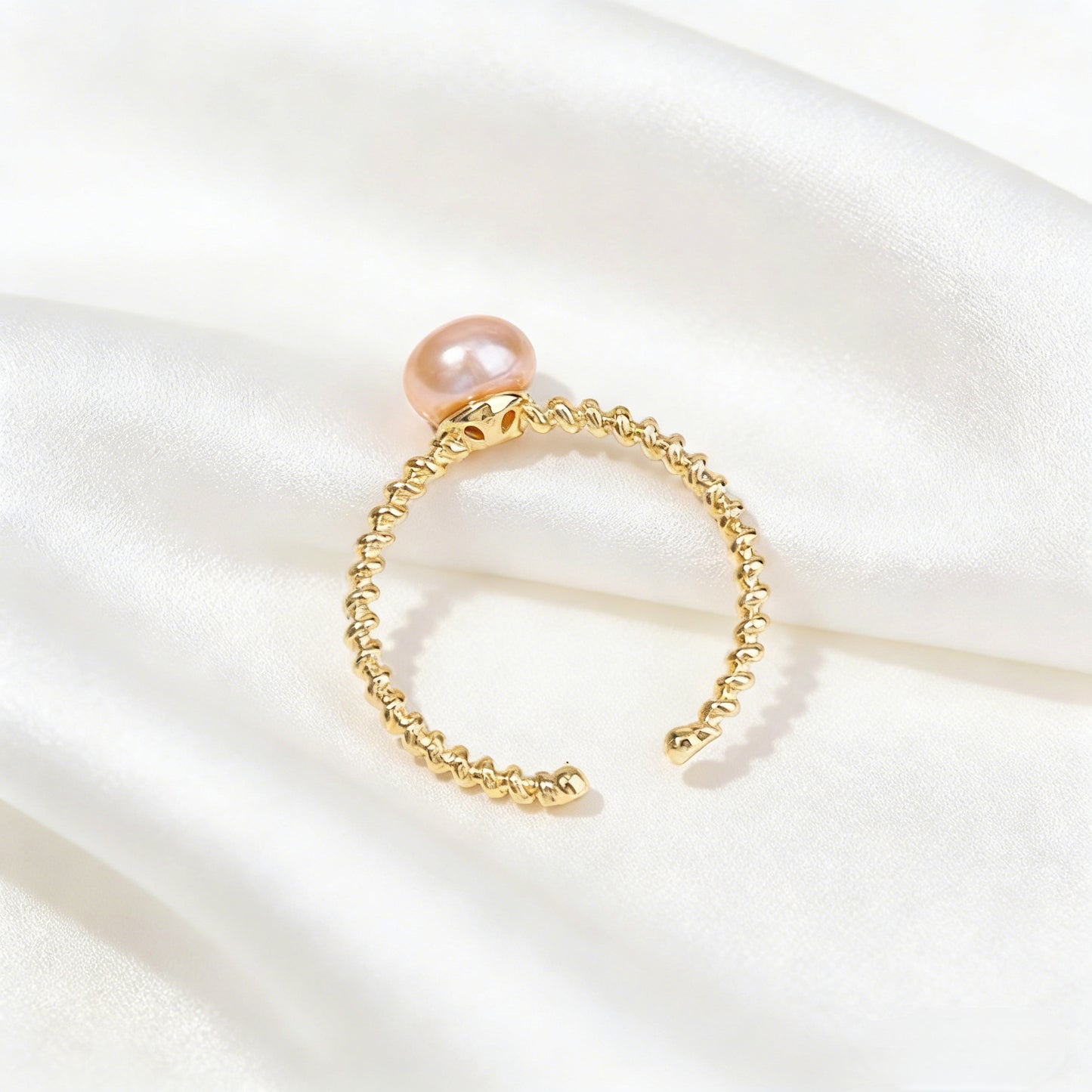 Lulou Serene Beaded Band Freshwater Pearl Ring