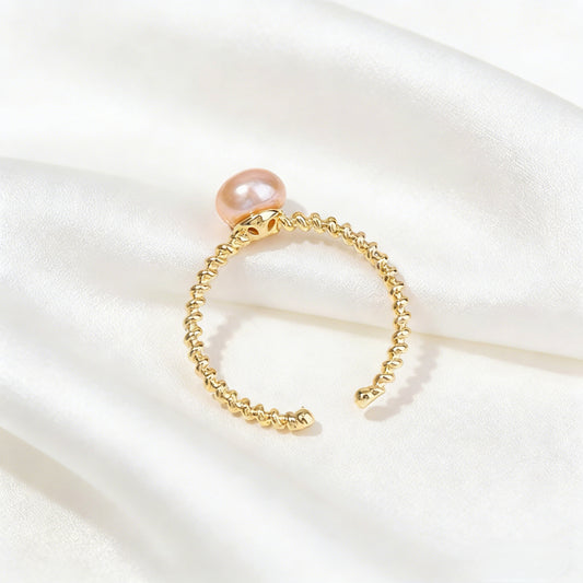 Lulou Serene Beaded Band Freshwater Pearl Ring